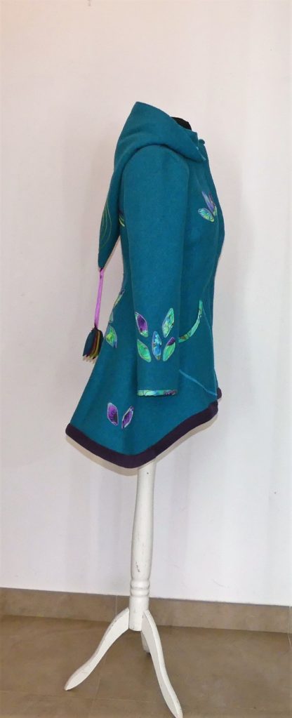 Veste princesse col en laine bouillie turquoise T38 – Image 3
