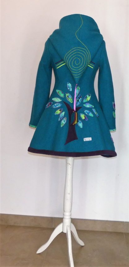 Veste princesse col en laine bouillie turquoise T38 – Image 4