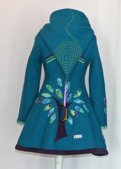 Veste princesse col en laine bouillie turquoise T38