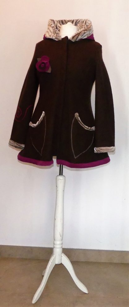 Veste princesse lutin en laine bouillie choco et pulpe T42 – Image 2