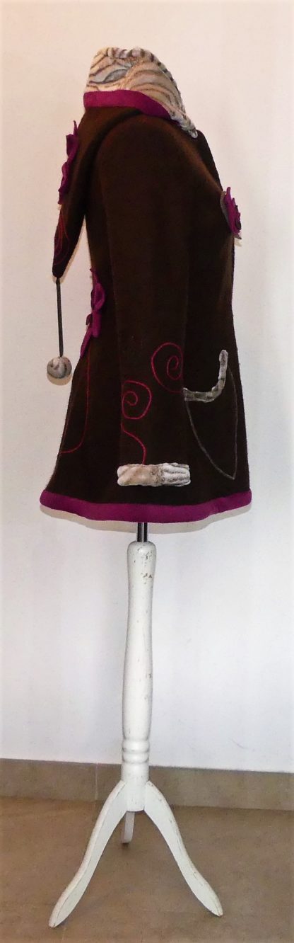 Veste princesse lutin en laine bouillie choco et pulpe T42 – Image 3
