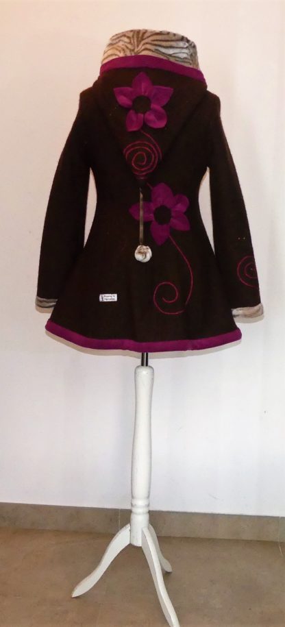 Veste princesse lutin en laine bouillie choco et pulpe T42 – Image 4