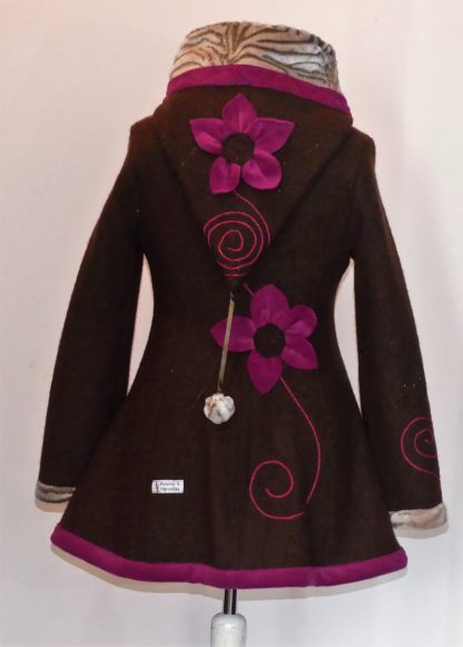 Veste princesse lutin en laine bouillie choco et pulpe T42