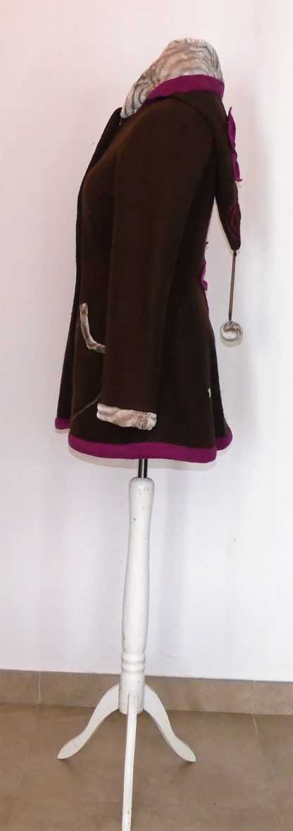 Veste princesse lutin en laine bouillie choco et pulpe T42 – Image 6