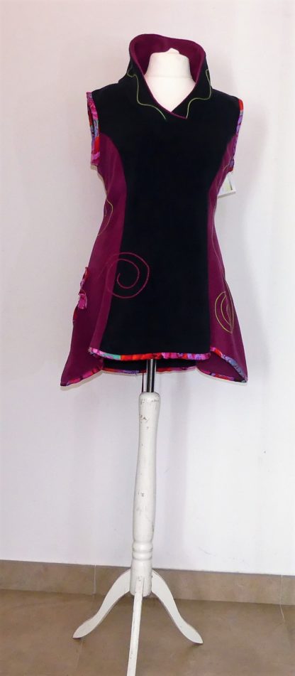 Tunique en polaire velours marine et pulpe T44 – Image 2