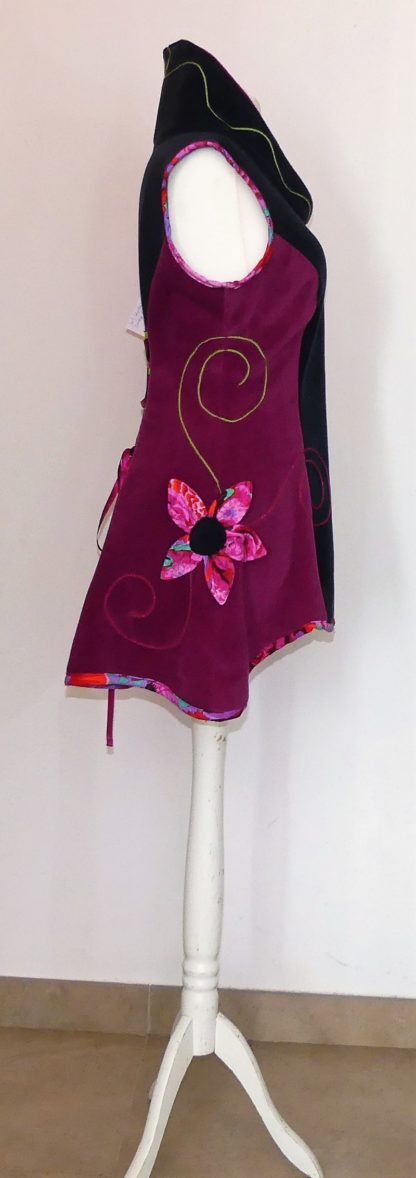 Tunique en polaire velours marine et pulpe T44 – Image 3