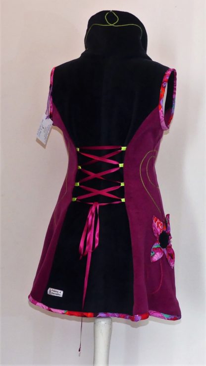 Tunique en polaire velours marine et pulpe T44