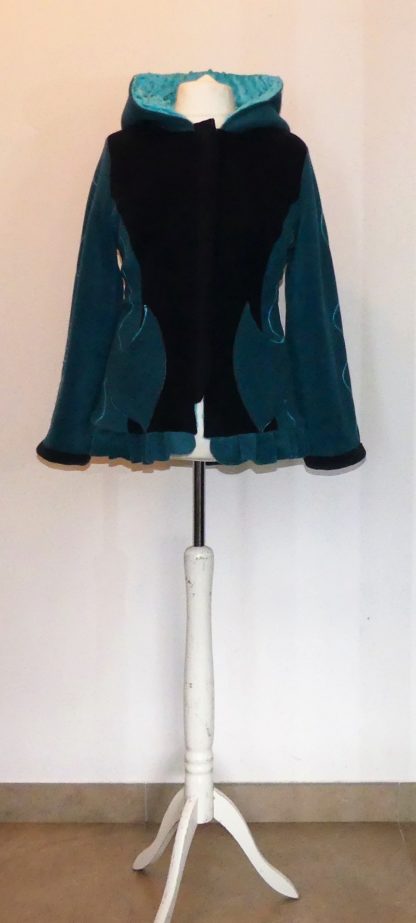 Veste princesse lutin sea blue et marine avec volant et laçage T42 – Image 2