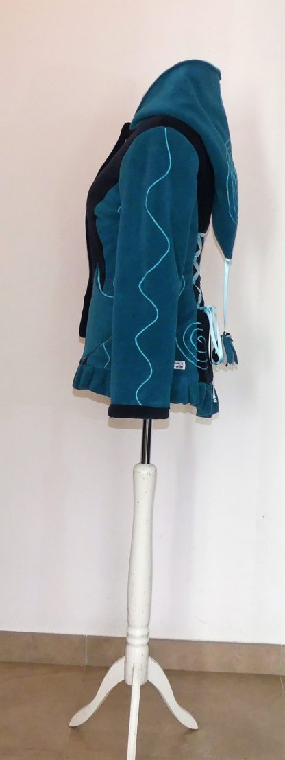 Veste princesse lutin sea blue et marine avec volant et laçage T42 – Image 6