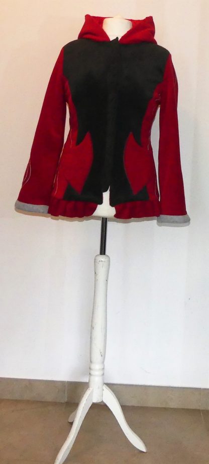Veste princesse lutin rouge et anthracite avec volant et laçage T42 – Image 5
