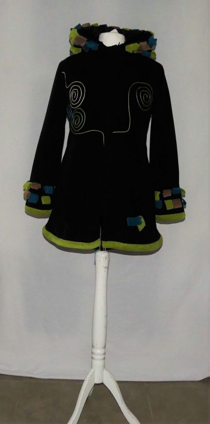 Veste à lacets en polaire velours noire, anis, camel et sea blue T42 – Image 2