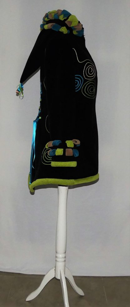 Veste à lacets en polaire velours noire, anis, camel et sea blue T42 – Image 3