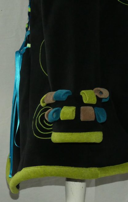 Veste à lacets en polaire velours noire, anis, camel et sea blue T42 – Image 4