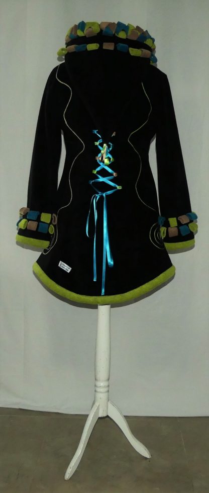 Veste à lacets en polaire velours noire, anis, camel et sea blue T42 – Image 5