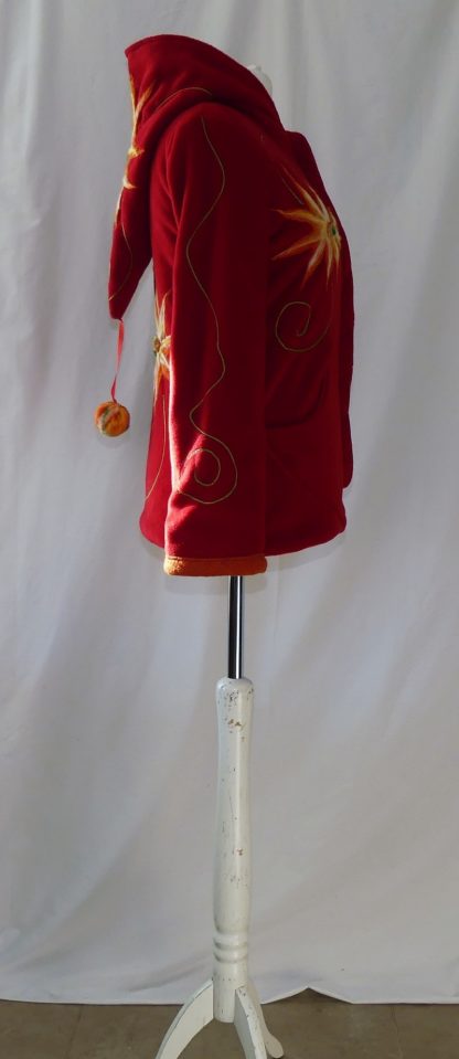 Veste polaire rouge et fleurs en laine cardé T40 – Image 3
