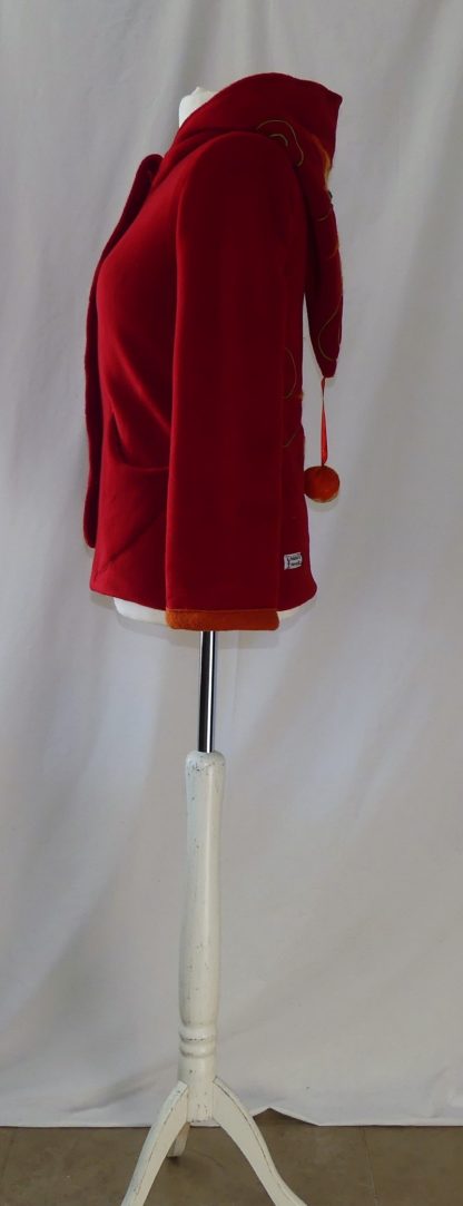 Veste polaire rouge et fleurs en laine cardé T40 – Image 7