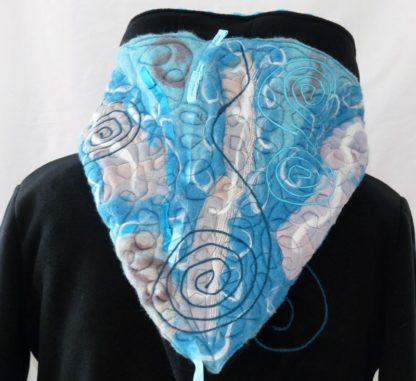 Veste longue en polaire noire et minky turquoise T44 – Image 8