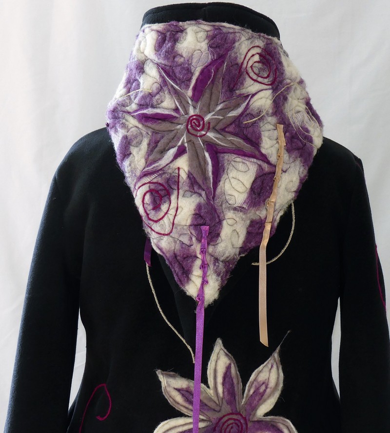 veste longue en polaire noire et minky beige T 44/46 – Image 8