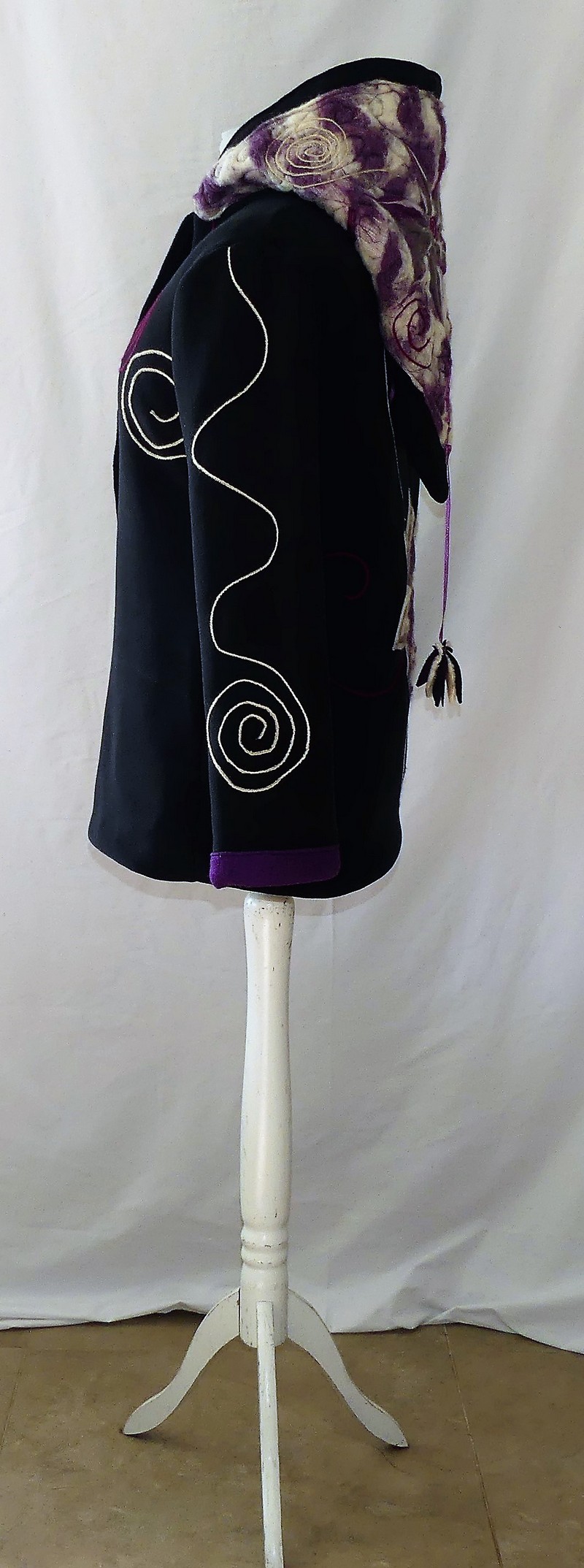 veste longue en polaire noire et minky beige T 44/46 – Image 9