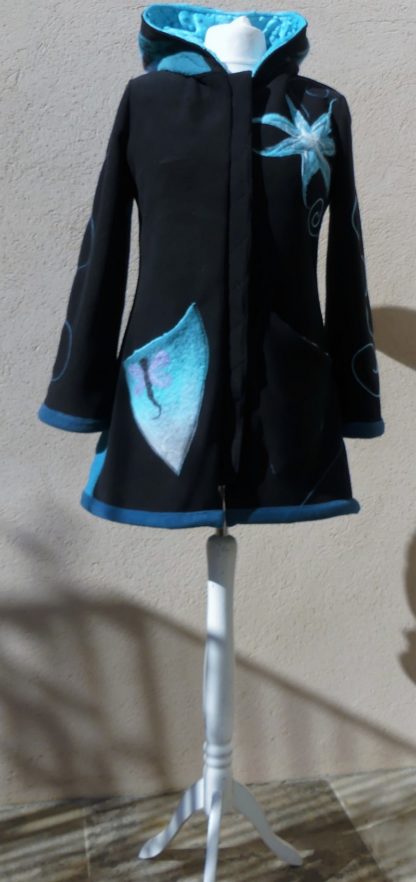 Veste manteau en polaire et laine bouillie avec laçage T40 – Image 9