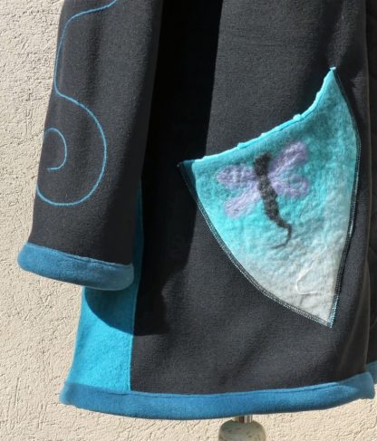 Veste manteau en polaire et laine bouillie avec laçage T40 – Image 8