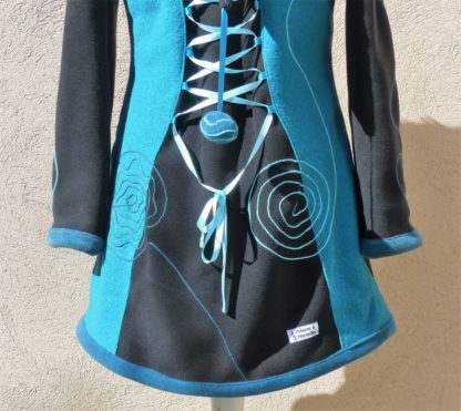 Veste manteau en polaire et laine bouillie avec laçage T40 – Image 5
