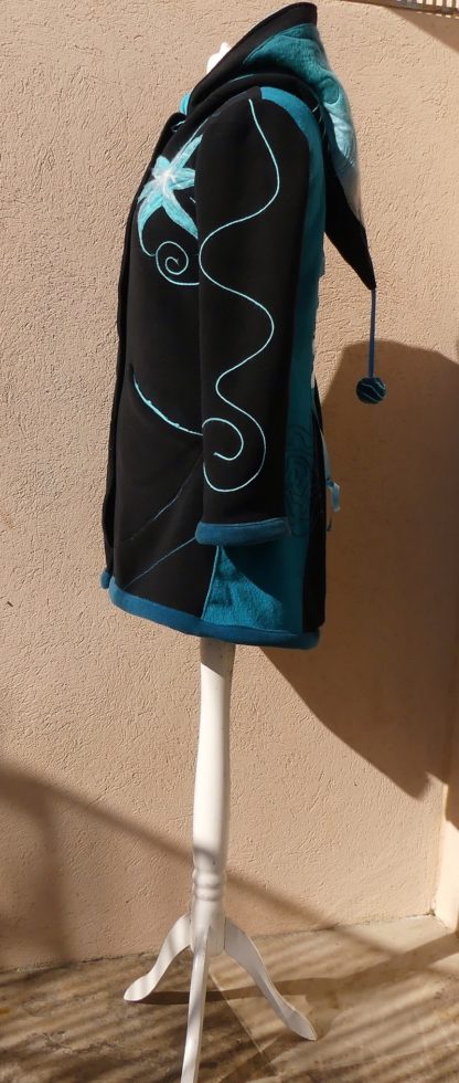 Veste manteau en polaire et laine bouillie avec laçage T40 – Image 3