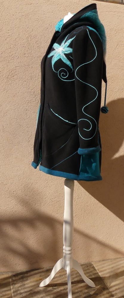 Veste manteau en polaire et laine bouillie avec laçage T40 – Image 2