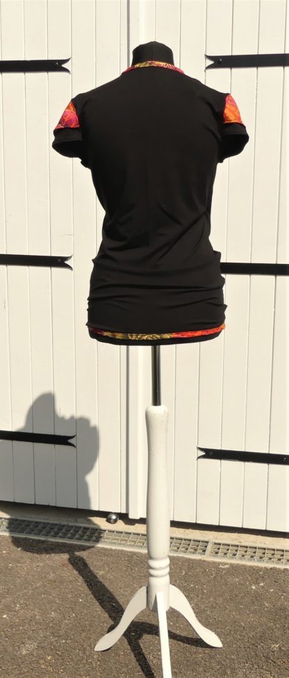 Haut en jersey viscose noir et coton grenade vif T 40 – Image 6