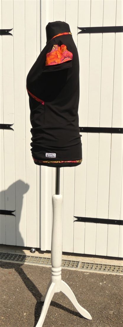 Haut en jersey viscose noir et coton grenade vif T 40 – Image 7