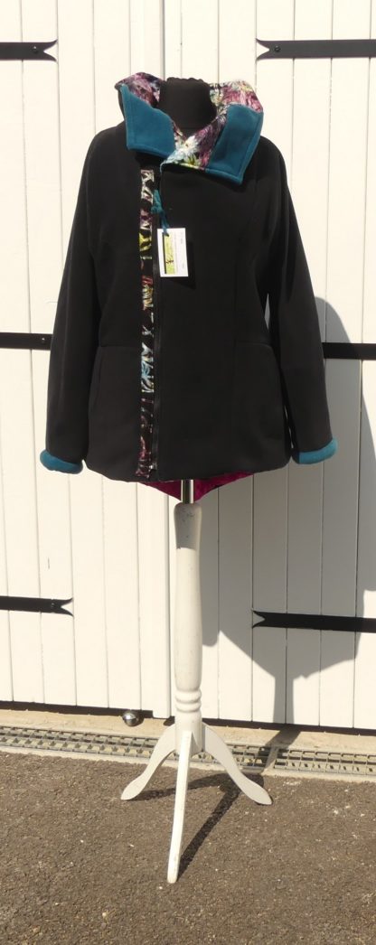 Veste grand col zippé en polaire noir et minky pulpe T40 – Image 5