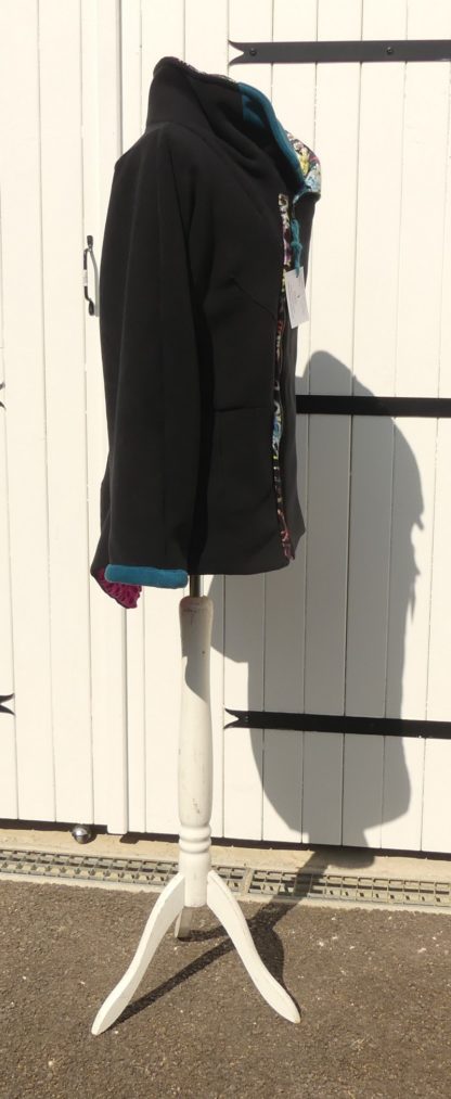 Veste grand col zippé en polaire noir et minky pulpe T40 – Image 4