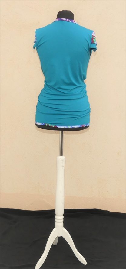 Haut façon cache cœur en jersey viscose sea blue T36/38 – Image 5