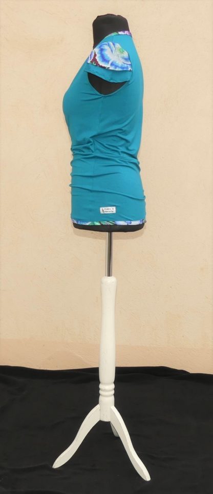 Haut façon cache cœur en jersey viscose sea blue T36/38 – Image 6