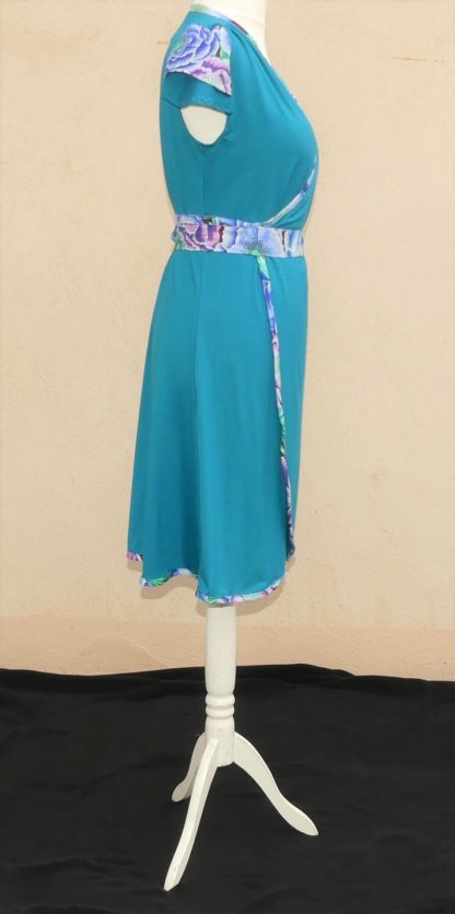 Robe portefeuille en jersey viscose sea blue et coton Japonais T42 – Image 4