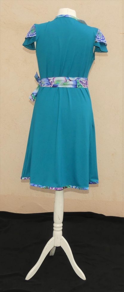 Robe portefeuille en jersey viscose sea blue et coton Japonais T42 – Image 5