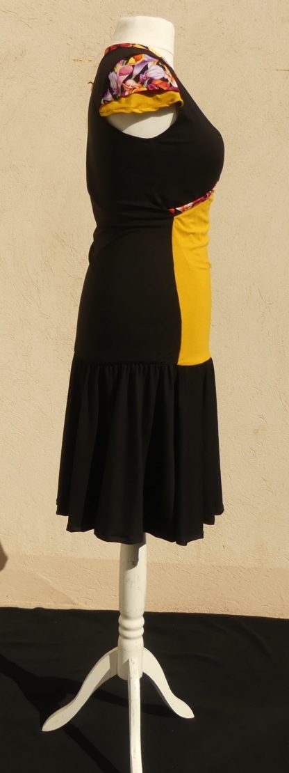 Robe en jersey viscose noir et ocre et coton Japonais multicolore T40/42 – Image 5