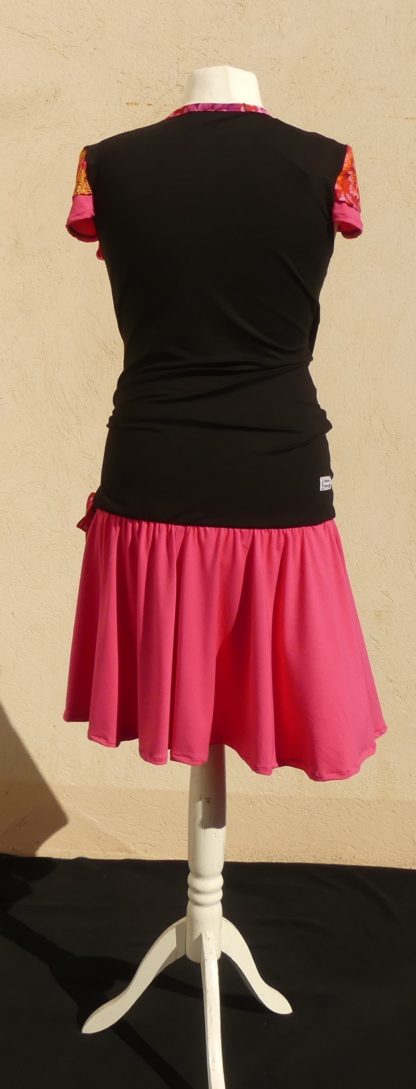 Robe en jersey viscose noir et rose + coton Japonais rouge et rose T40/42 – Image 4