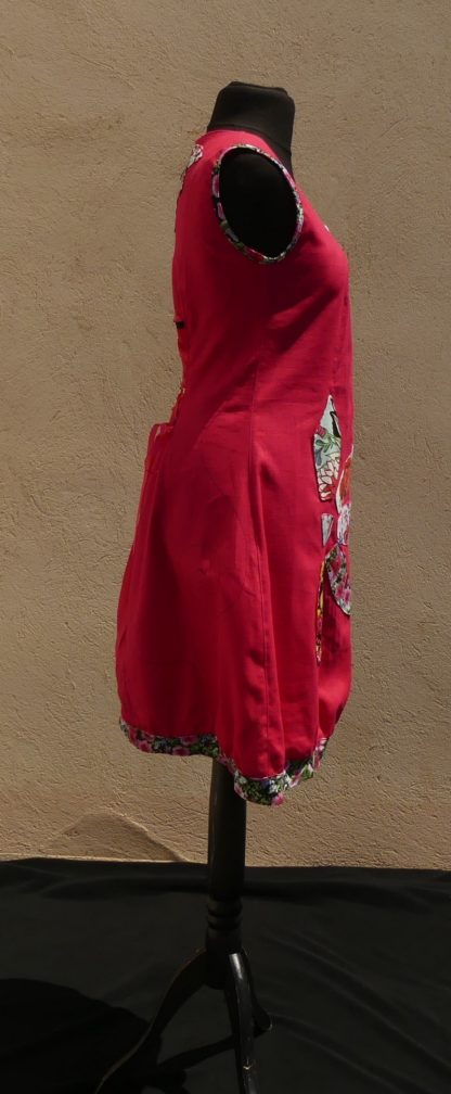 Robe encolure carré en lin fuchsia taille 38 – Image 4