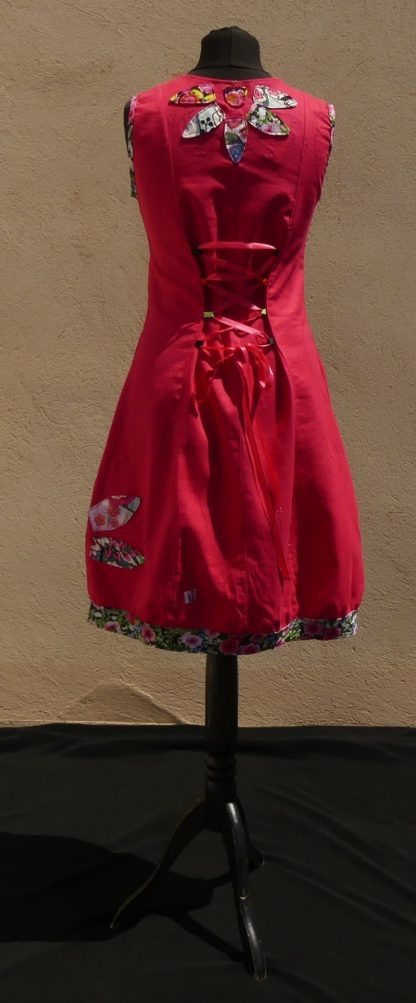 Robe encolure carré en lin fuchsia taille 38 – Image 5