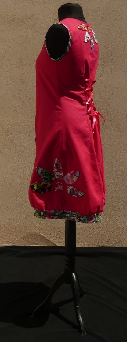 Robe encolure carré en lin fuchsia taille 38 – Image 7