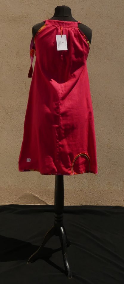 Robe en lin fuchsia à épaule dénudée T36/38 – Image 5