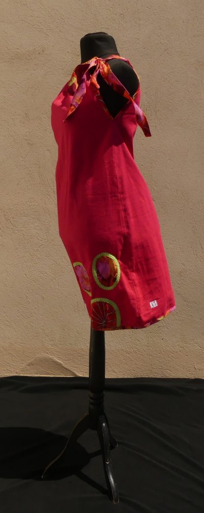 Robe en lin fuchsia à épaule dénudée T36/38 – Image 6