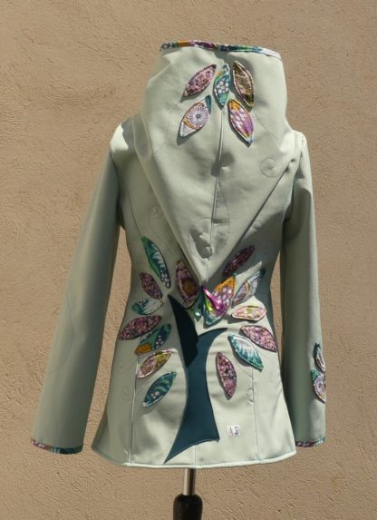 Veste courte lutin princesse en softshell vert d'eau taille 38