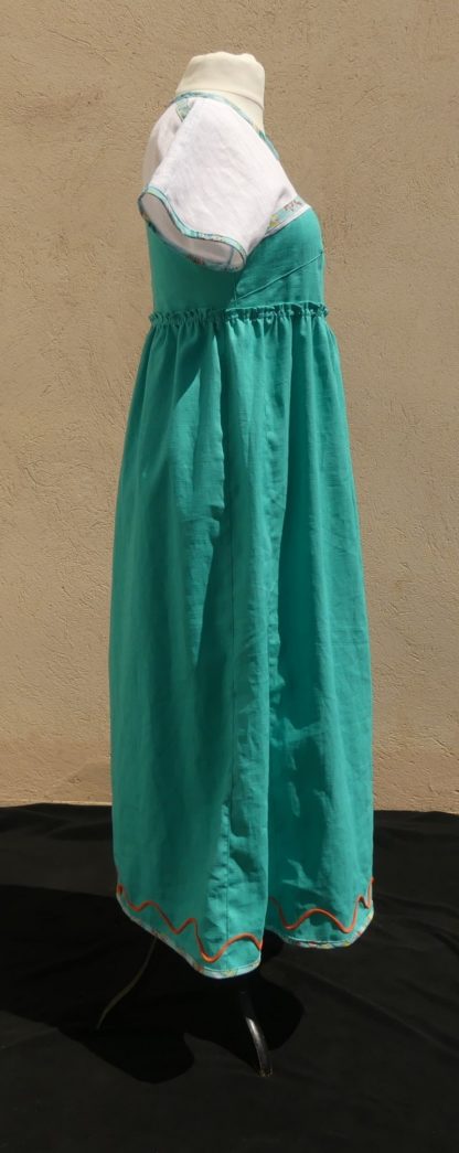Robe longue en lin blanc et turquoise taille 40 – Image 5