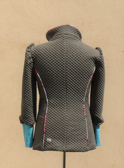 Veste col montant en jersey matelassé gris moyen et turquoise Taille 40 – Image 4