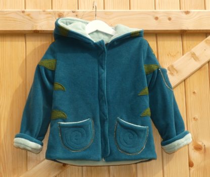 Veste lutin en polaire sea blue et doudou vert d'eau + "patte ours" – Image 4