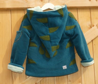 Veste lutin en polaire sea blue et doudou vert d'eau + "patte ours"