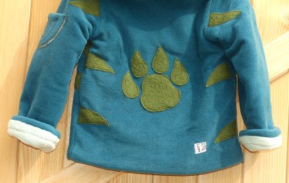 Veste lutin en polaire sea blue et doudou vert d'eau + "patte ours" – Image 2