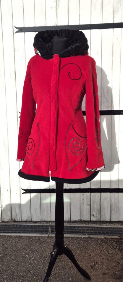 VESTE POLAIRE PRINCESSE LUTIN ROUGE VIF DOUBLEE 38/40 – Image 3
